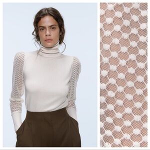 ZARA High Neck Sweater with Intricate Knit Pattern